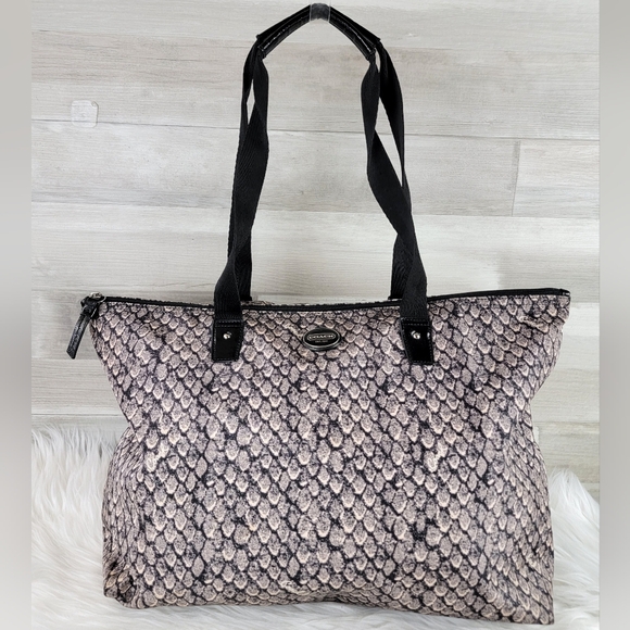 COACH Taylor Python Snake Print Large Tote Bag with Snap In Pouch - Picture 2 of 16